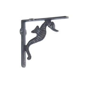 Cast Iron Seahorse Design Shelf Brackets 125mm x 125mm - Pair of Brackets