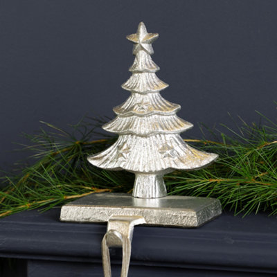 Cast Iron Silver Christmas Tree Stocking Holder