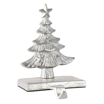 Cast Iron Silver Christmas Tree Stocking Holder