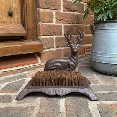 Cast Iron Stag Decoration Boot Brush DIY at B Q