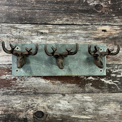Cast Iron Stag Head Antler Wall Coat Hook Rack Price Comparisons | Compare The Build