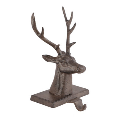 Cast Iron Stag Head Christmas Stocking Holder