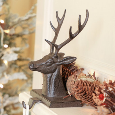 Cast Iron Stag Head Christmas Stocking Holder - 3
