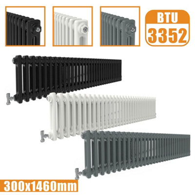 Cast Iron Style 2 Column Horizontal Designer Radiator in Matte ...