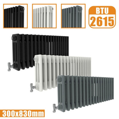 Cast Iron Style 3 Column Horizontal Designer Radiator in Matte ...