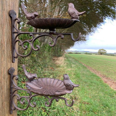 Cast Iron Wall Mounted Bird Feeder Bath Venus Hanger (Set of 2)