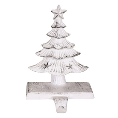 Cast Iron White Christmas Tree Stocking Holder