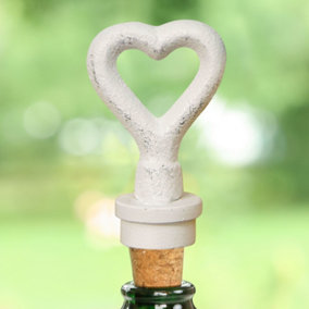 Cast Iron White Heart Design Bottle Stopper