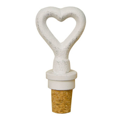 Cast Iron White Heart Design Oil Bottle Stopper Gift Idea