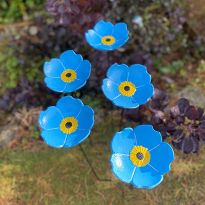 Cast Iron Wild Bird Forget Me Not Flower Dish Bird Feeders (Set of 5)