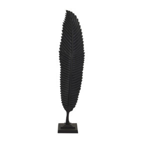 Cast Leaf Ornament - Aluminium - L20 x W20 x H120 cm - Black