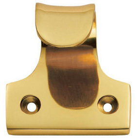 Cast Sash Window Lift 32mm Fixing Centres 48 x 45mm Polished Brass