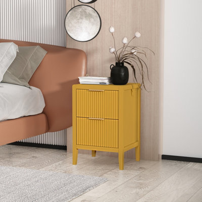 Castel 2 Drawer Mustard Bedside Table