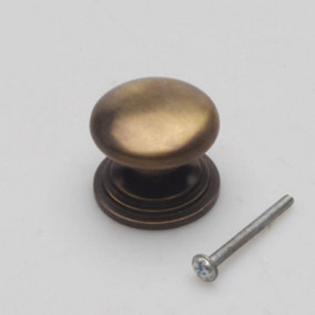 Castelion Antique Brass Finish Bun Cabinet Knob, 38mm