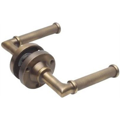 Castelion Antique Brass Knurled Lever On Rose Door Handles 