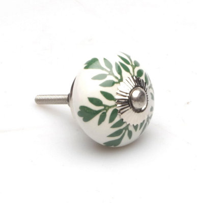 Castelion Green Leaf Ceramic Cabinet Knob