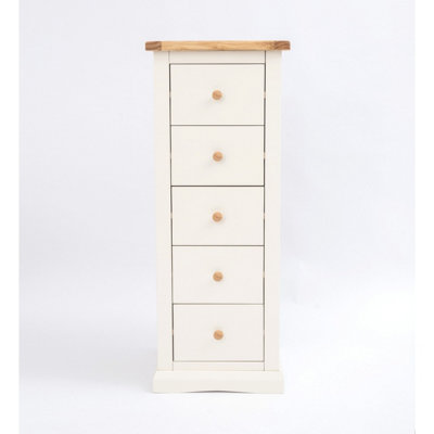 Castelli 5 Drawer Narrow Chest of Drawers Wood Knob