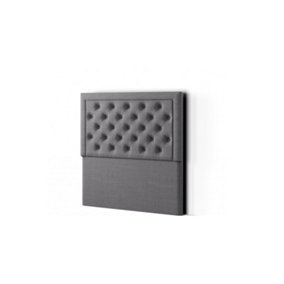 Castle Headboard Floor Standing  Matching Buttons Super King Linen Grey