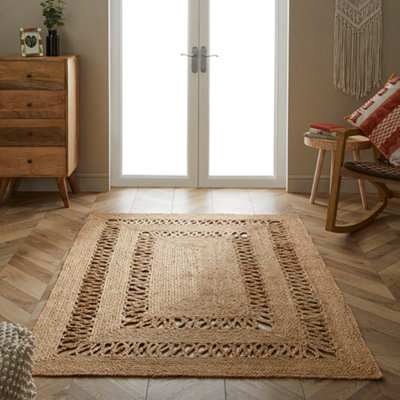 Castlefield 120x170cm Natural Jute Braided Swirl Rug