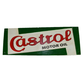 Castrol Rectangle CastIron Sign Plaque Wall Garage Workshop Shop Oil Motor Car