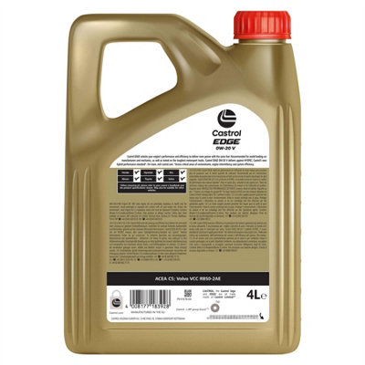 CASTROL SAE 0W20 Engine Oil 4 Litres Synthetic ACEA Light Duty C5 15F708
