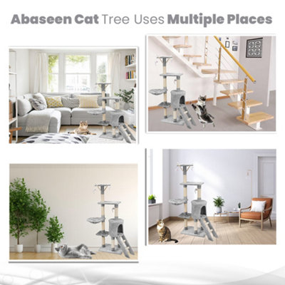 Cat Activity Tree with Scratching Posts Outdoor Cat Climbing Tree ...