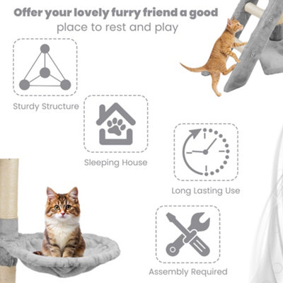 Cat Activity Tree with Scratching Posts Outdoor Cat Climbing Tree ...