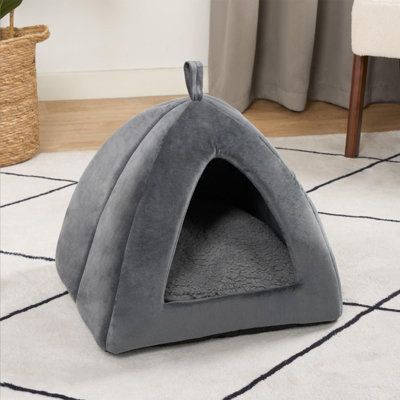 Cat Bed Igloo Dog Bed Small Soft Cosy Nest Cave Plush Cushion Washable Dome Grey DIY at B Q
