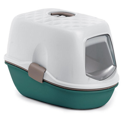 CAT CENTRE 58cm Green Jumbo Hooded Scoopless Cat Litter Tray - Sieve Toilet