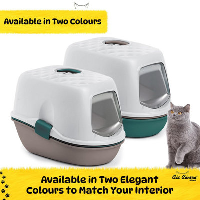 CAT CENTRE 58cm Green Jumbo Hooded Scoopless Cat Litter Tray - Sieve Toilet - 6