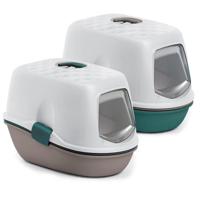 CAT CENTRE 58cm Green Jumbo Hooded Scoopless Cat Litter Tray - Sieve Toilet - 5