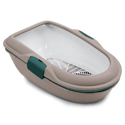 CAT CENTRE 59cm Grey Jumbo Scoopless Open Cat Litter Tray - Built-in Sieve Toilet