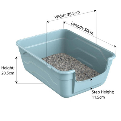 CAT CENTRE Blue Large Cat Litter Tray Box High Sided Deep Toilet Loo Adult Cats Kitten