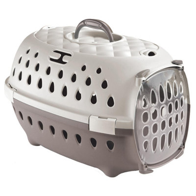 CAT CENTRE Chic Pet Carrier Small Kennel Animal Vet Transporter Grey DIY at B Q