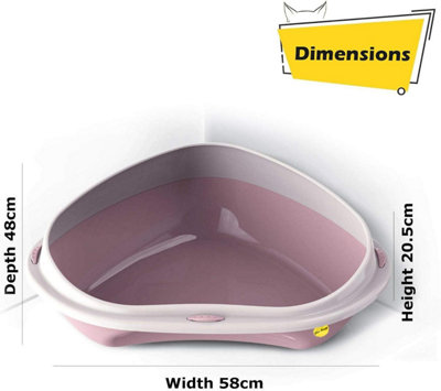 CAT CENTRE Corner Jumbo Tray + Litter Tray Mat Set in Pink