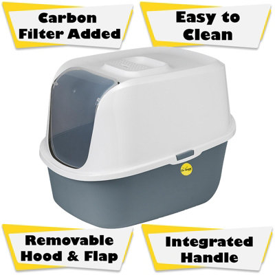 Cat litter tray hooded with flap door sales