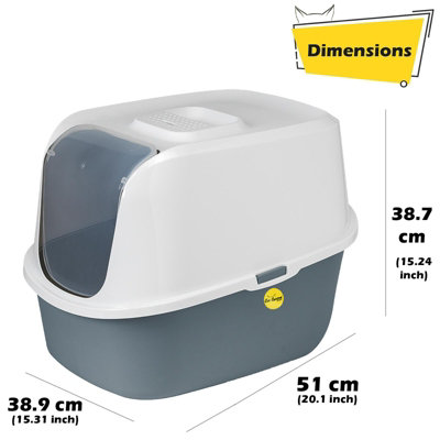 Litter box with flap door top