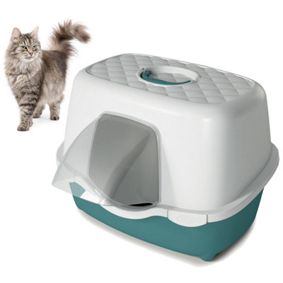 CAT CENTRE Green Waterproof Jumbo 56cm Tunnel Entry Hooded Outdoor Cat Litter Tray