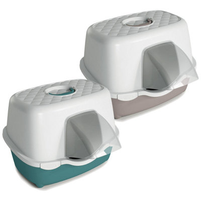 CAT CENTRE Green Waterproof Jumbo 56cm Tunnel Entry Hooded Outdoor Cat Litter Tray - 7