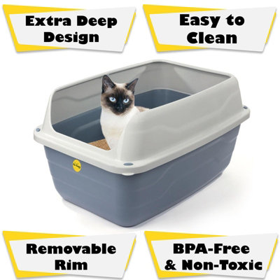 CAT CENTRE Jumbo Cat Litter Tray - Extra Deep Anti-Spillage Box
