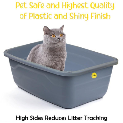 CAT CENTRE Jumbo Cat Litter Tray - Extra Deep Box - Anti-Spillage - 3