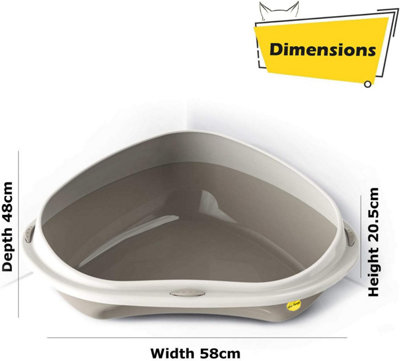 CAT CENTRE Jumbo Corner Litter Tray with Nonslip Mat in Grey