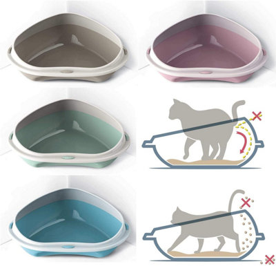 CAT CENTRE Jumbo Corner Litter Tray with Nonslip Mat in Grey