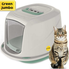 CAT CENTRE Jumbo Green Galaxy Detachable Hooded Litter Tray with Carbon Filter
