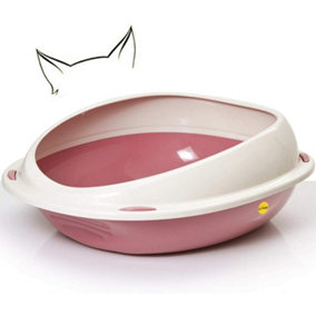 CAT CENTRE Jumbo Pet Open Litter Tray With Rim Pink