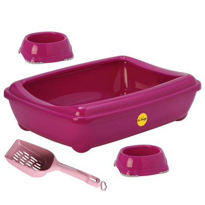 CAT CENTRE Jumbo Tray + Pink Scoop + 2 x 0.3L Smarty Bowl (Starter Kit) Pink Price Comparisons | Compare The Build