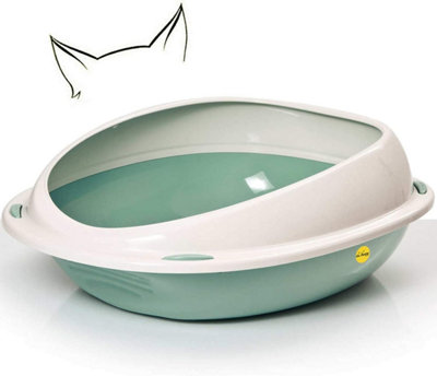 CAT CENTRE Large Anti-Spillage Pet Tray with High Rim Green