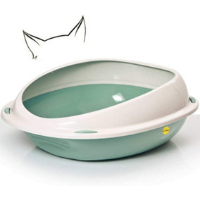 CAT CENTRE Large Anti-Spillage Pet Tray with High Rim Green
