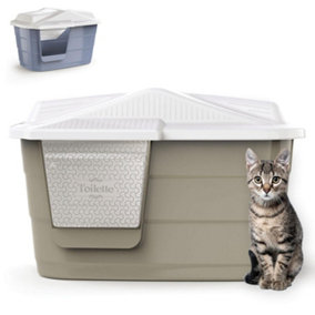 CAT CENTRE Large Hooded Pet House with Flap Door Beige