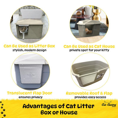 CAT CENTRE Large Hooded Pet House with Flap Door Beige